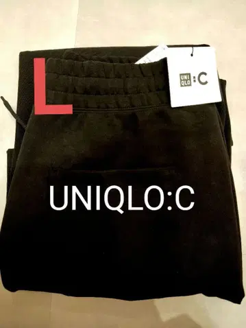 새상품 UNIQLO C 맨투맨 와이드 팬츠 표준 길이 블랙 L 유니클로