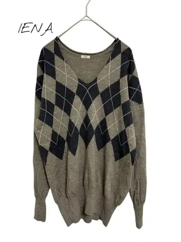 IENA [새상품급] 니트 아가일 무늬 V넥 상의