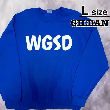 USA 구제 의류 GILDAN 맨투맨 L 블루 파랑 프린트 로고 속기모