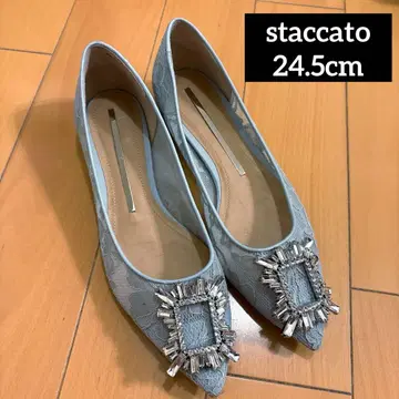 staccato 레이시 비쥬 플랫슈즈 24.5cm staccato