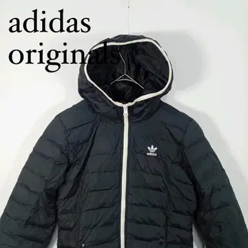 adidas 후드 부착 블랙 다운 자켓 아디다스 오리지널 L