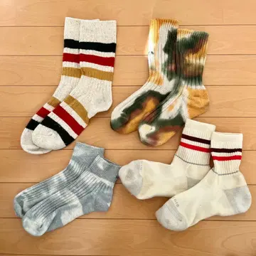 ROTOTO 삭스 4켤레 타이다이 라인 크루 메리노울 로토토 일본제