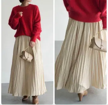 [ 할인 중 ] SLOBE IENA 타프타 와셔 플리츠 스커트