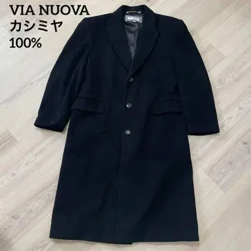 캐시미어 100 VIA NUOVA 블랙 체스터 코트 M