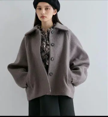 VIS 샤기 오버라이즈 미디엄 기장 블루종 코트