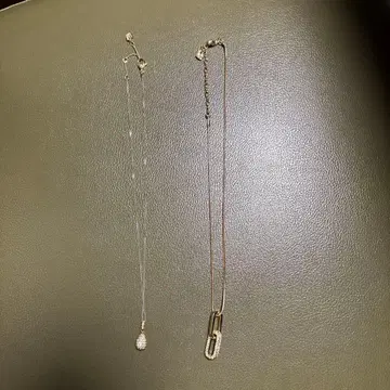 스와로브스키 골드톤 펜던트 목걸이 2개 세트