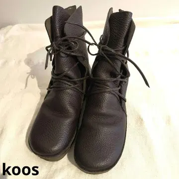 koos *다크 브라운 레이스업 가죽 숏부츠 37