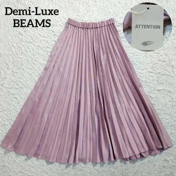택 포함 데미룩스 빔즈 새틴 플리츠 스커트 롱 핑크 38