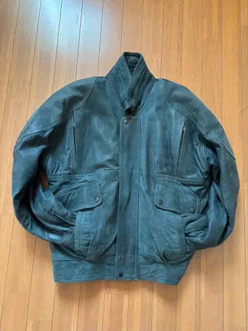 모스그린 가죽 싱글 라이더 자켓