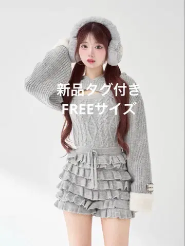 [택 포함 새상품] Darich 프릴 니트 콤비네존 그레이 F