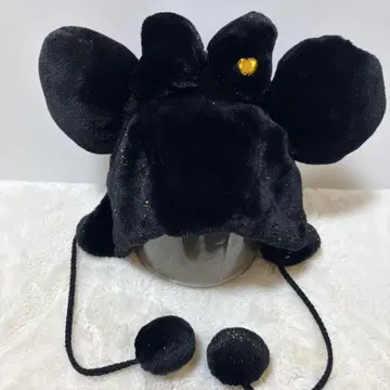 미니 마우스 폼폼 포함 팬캡 도쿄 디즈니 리조트 블랙 라메