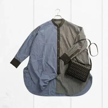 스카디 긴팔 블라우스 M 밴드 카라 셔츠 오버 사이즈 w2097