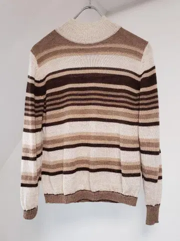 알파카 100% 보더 긴팔 니트 올 알파카 퓨어 알파카 브라운