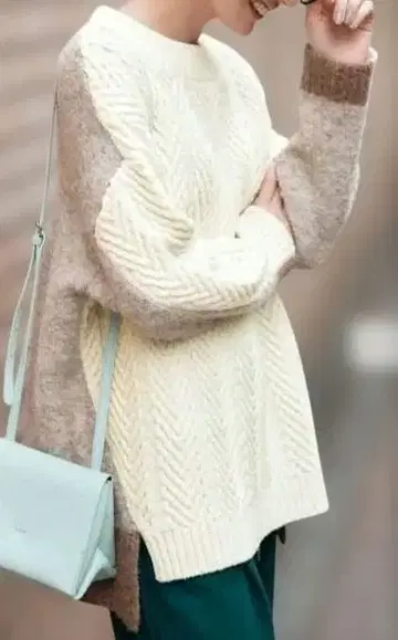 스에리시모 IEDIT[이디트] 램스울 혼방 바이컬러 디자인 니트 3L