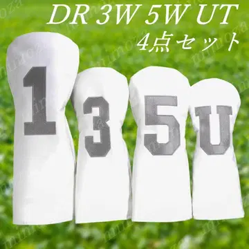 골프 헤드커버 DR 3W 5W UT 4세트 화이트 번호 숫자 대 새상품