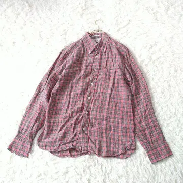 CRICKET 타탄 체크 긴팔 셔츠 린넨 이탈리아제 알비니 원단 M