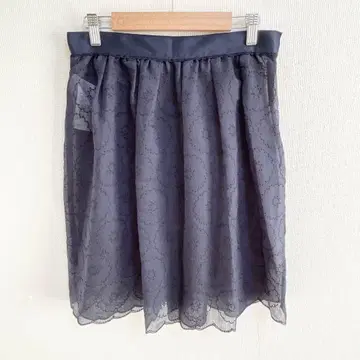 A360 온워드 카시야마 레이스 스커트 네이비 꽃무늬 비침 레이어드 M