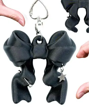 JIMI 리본 밤 키체인 립 케이스 블랙