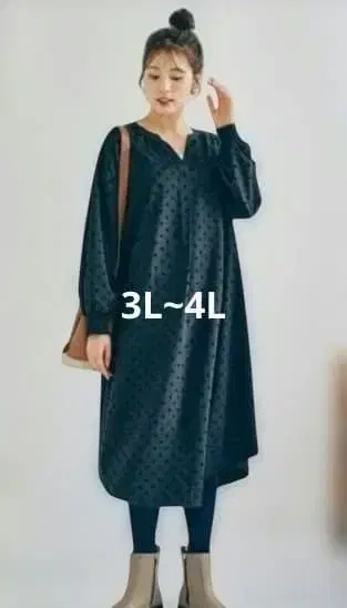 니센 루즈 실루엣 플로키 도트 원피스 3L~4L 사이즈