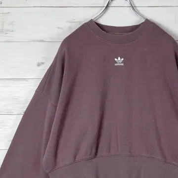 아디다스 맨투맨 숏 기장 트레포일 로고 자수 속기모 팥 XS