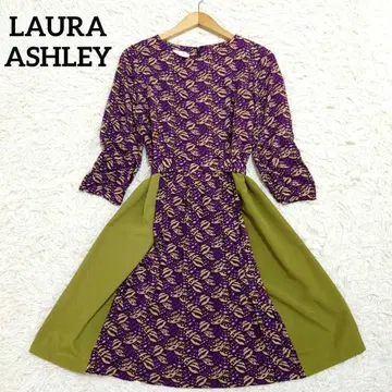 로라 애슐리 무릎 기장 원피스 도킹 이소재 벨트 A라인 S