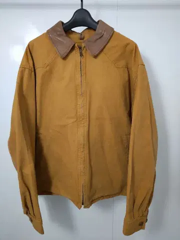 코튼 가죽 옷깃 집업 자켓 울 리치