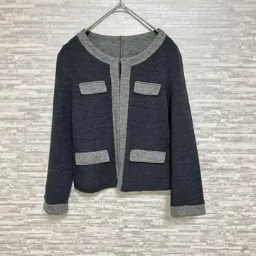 자유구 노카라 자켓 그레이 배색 FREE