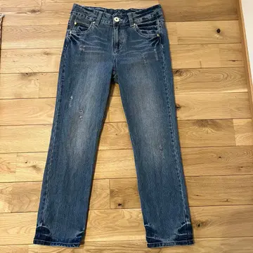 데미지 가공 스트레이트 청바지