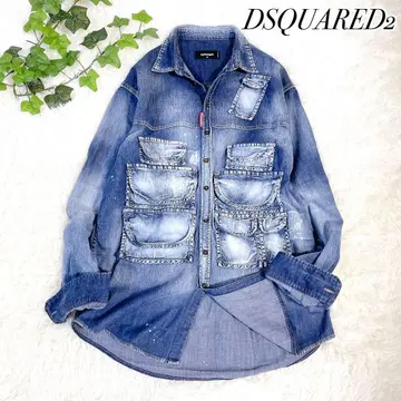 새상품급 디스퀘어드 빈티지 가공 데님 셔츠 블루 48