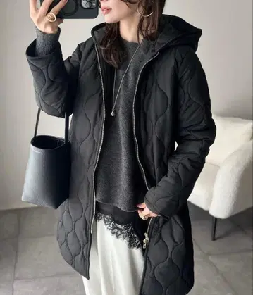 EMMA TAYLOR 미 실루엣 3way 퀼팅 후드 코트