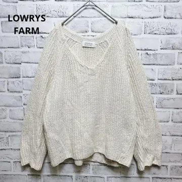 [ 로리즈팜 ] 니트 스웨터 V넥 화이트 루즈 귀여운 M