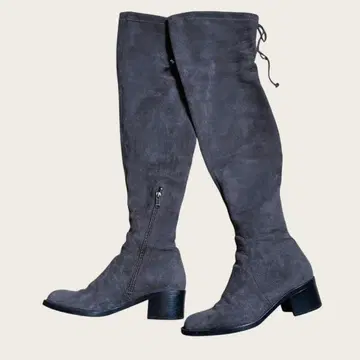 STACCATO 스웨이드 이소재 니하이 부츠 24cm 그레이