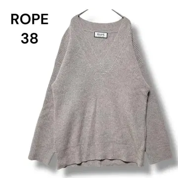 로페마도모아젤 니트 스웨터 V넥 38 긴팔 라이트 브라운