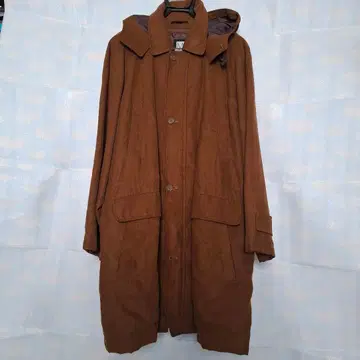브라운 스텐카라 코트 후드 부착