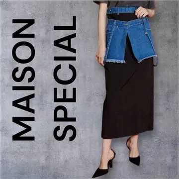 MAISON SPECIAL 데님 레이어드 스커트 36