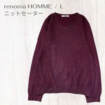 레노마옴 니트 스웨터 캐주얼 돌려입기 발군 V넥 긴팔 얇은 소재 L