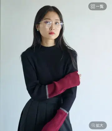 LEPSIM 렙심 12게이지 소매 배색 풀오버 블랙