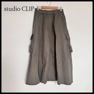 studio CLIP 올리브색 코튼 플레어 스커트 F 사이즈