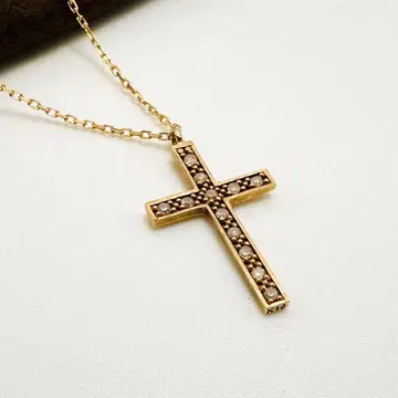 agete 아가트 K10 크로스 목걸이 다이아몬드 십자가