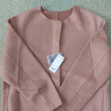 더블 페이스 노카라 코트 베이지