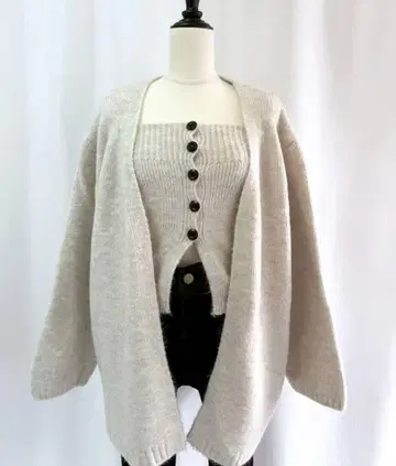 DIANTE 베어탑 & 니트 가디건 세트