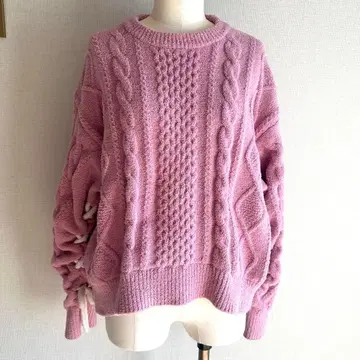 젤라또피케 아란 풀오버 핑크 룸웨어 레이스업 리본