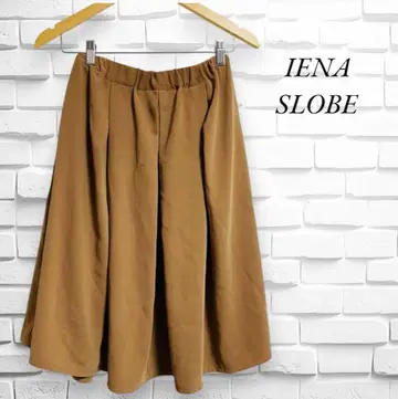 이에나 턱 플레어 스커트 S 브라운 허리밴딩 무릎 기장 a113