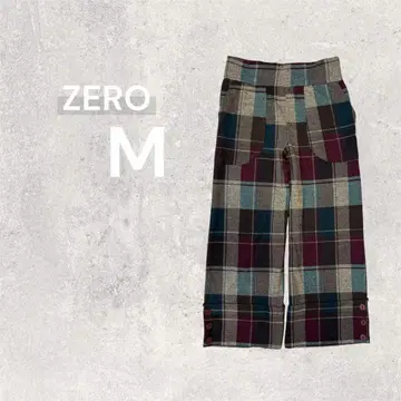 제로 와이드 팬츠 스트레이트 체크 무늬 루즈핏 스트레치
