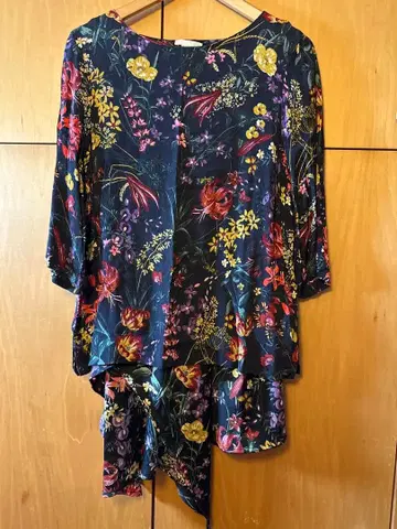 H&M 블랙 플라워 무늬 3/4 소매 셋업