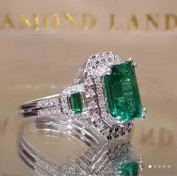 FJ 고품질 큐빅 지르코니아 반지 스퀘어 컷 반지 그린