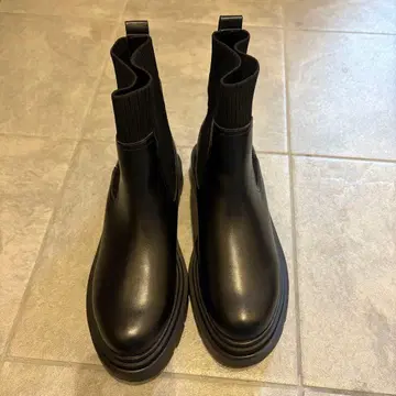 블랙 사이드 고어 부츠 통굽 L 사이즈