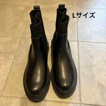 블랙 사이드 고어 부츠 통굽 L 사이즈