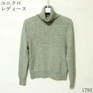 유니클로 그레이 S 사이즈 캐시미어 100% 터틀넥 스웨터