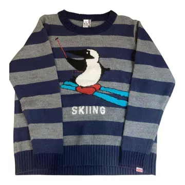 CHUMS 펭귄 스키 패턴 니트 스웨터 보더 M 사이즈